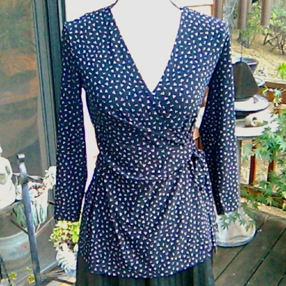 Anne Klein Black and White Wrap Top